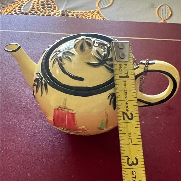 ( 0366) Decorative Yellow Antique Teapot with Tiny Accents,from Japan - Picture 6 of 6